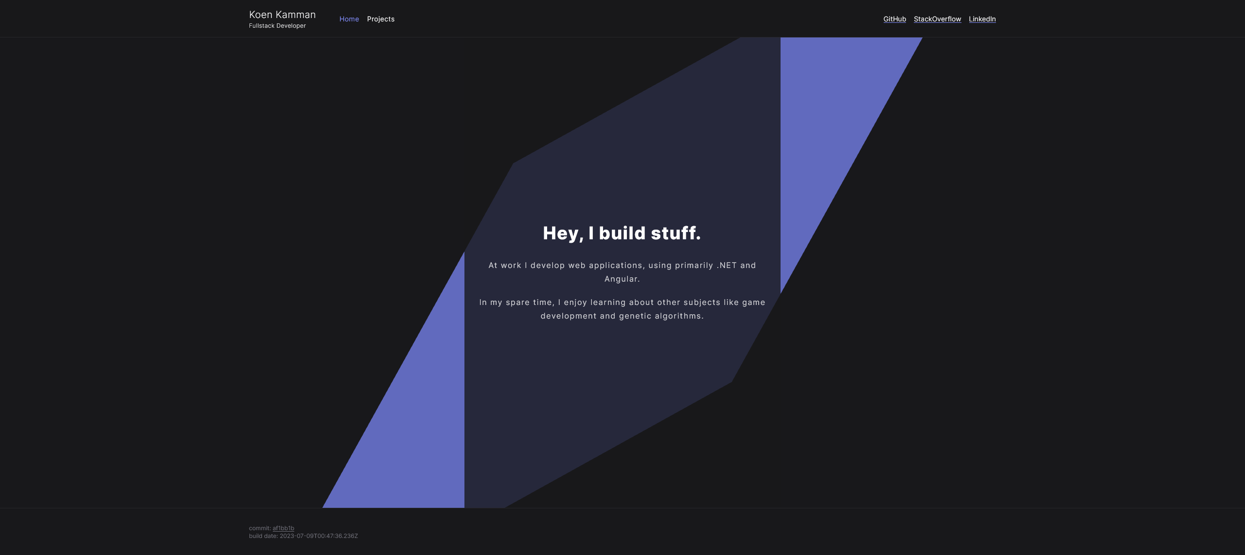 Portfolio website homepage
