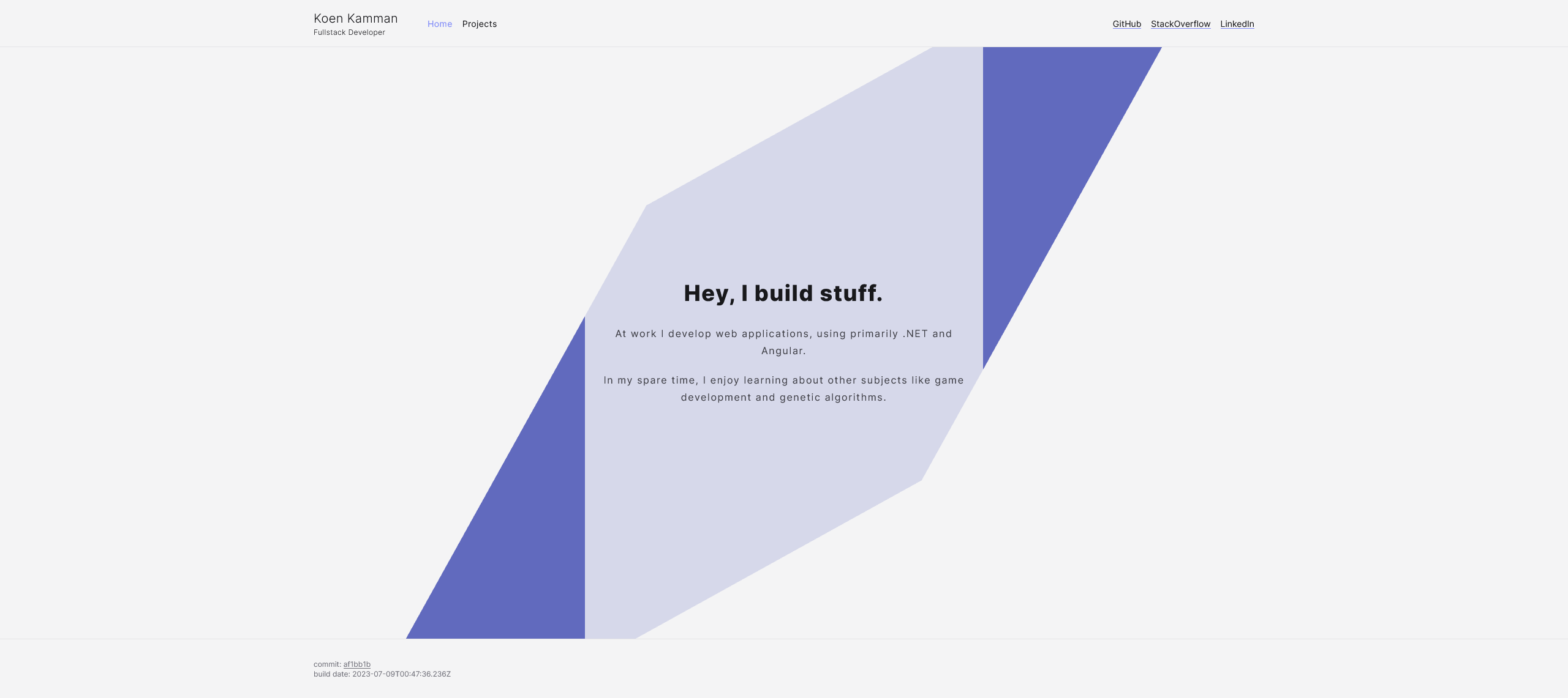 Portfolio website homepage